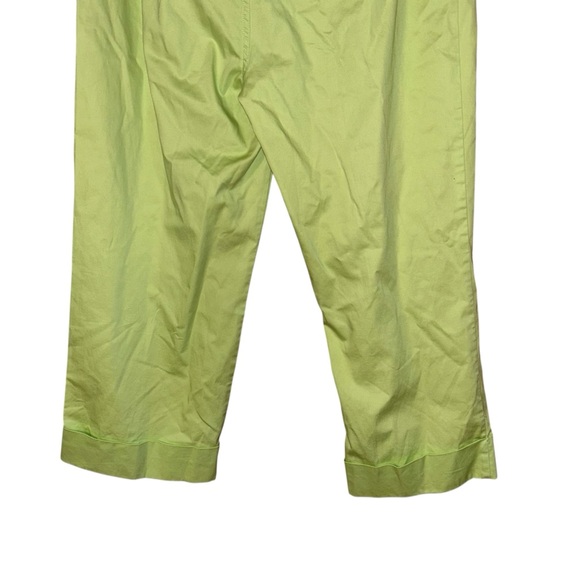 Sandra Women’s Lime Green High Rise Cropped Pants Cuffed Stretch Size 6 - Picture 7 of 9